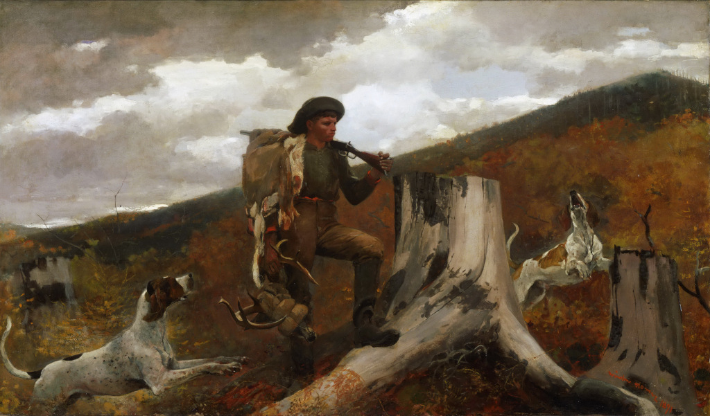 A Huntsman and Dogs in Detail Winslow Homer